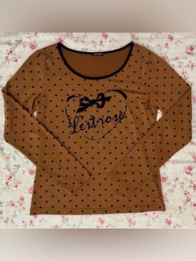 L’est Rose Long-Sleeved Polka Dot Top
Brown/Black